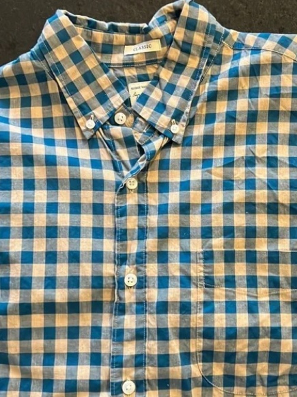 J. Crew Yellow and Blue Gingham Button-Down Shirt